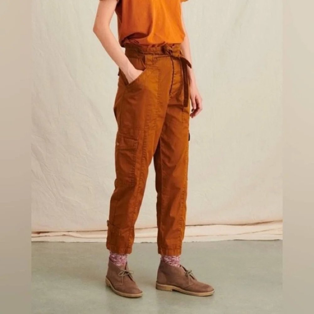 Alex Mill Expedition Cargo Washed Twill Belted Pants in Russet Brown, Size 0